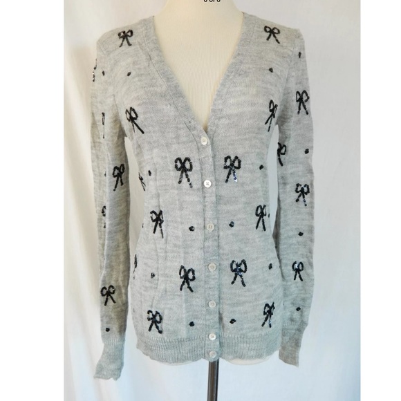 J Crew Alpaca Blend Sequin Bow Cardigan Sweater S - Picture 6 of 8